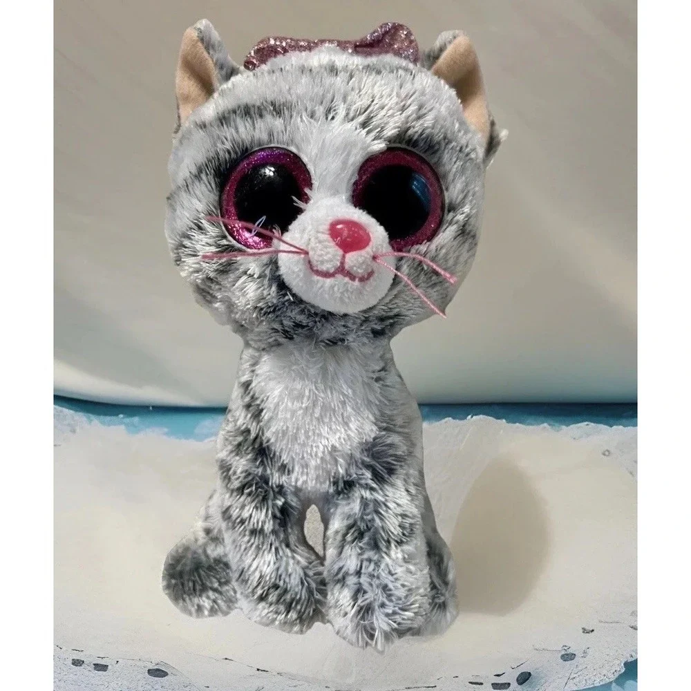 TY Silk Beanie Boos KIKI Grey‎ Tabby Cat Kitten Plush 6